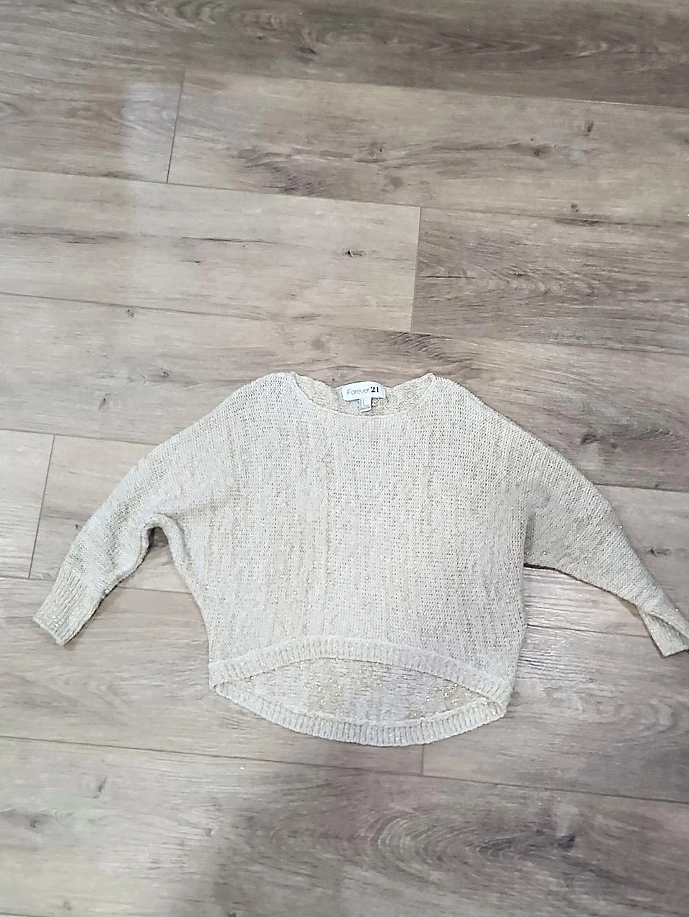 Forever 21 Oversized Knit Sweater in Cream Size Small